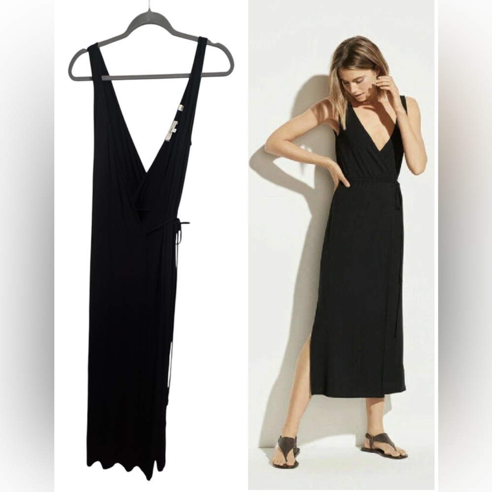 Vince Black‎ Wrap Midi Dress